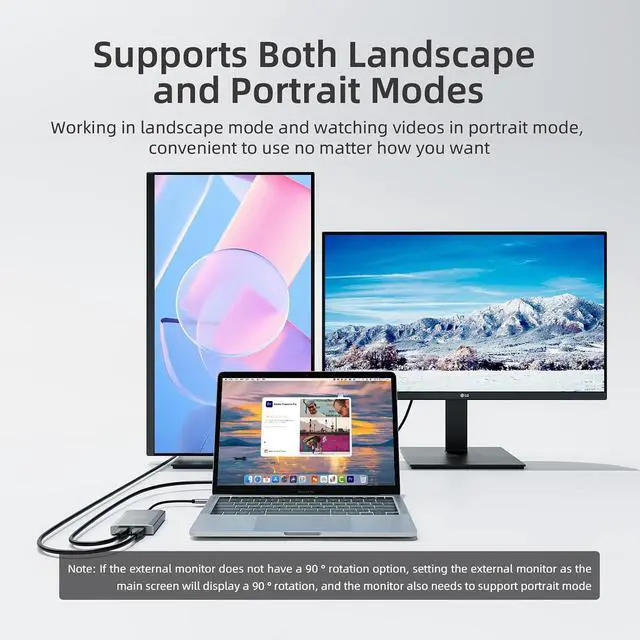 Alt view image 4 of 7 - USB C to Dual HDMI Adapter, 4K@30Hz Supports Dual Monitor Expansion for Apple Mac M1/M2/M3, USB3.0 Hub Multiple Displays, Driver Required