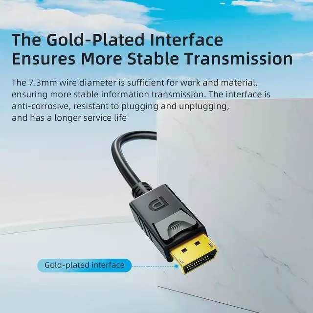 Alt view image 3 of 6 - 8K DisplayPort Extension Cable 1.64Feet, DisplayPort 1.4 Male to Female Extension Cable, DP to DP Extended Cord Supports 8K@60Hz,4K@144Hz for Monitor, PC, Laptop