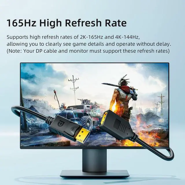 Alt view image 2 of 6 - 8K DisplayPort Extension Cable 1.64Feet, DisplayPort 1.4 Male to Female Extension Cable, DP to DP Extended Cord Supports 8K@60Hz,4K@144Hz for Monitor, PC, Laptop