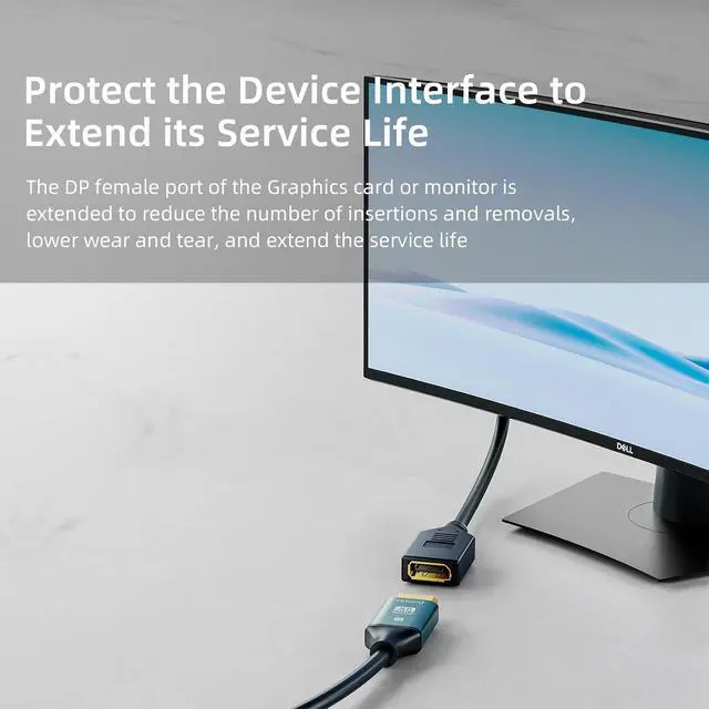 Alt view image 4 of 6 - 8K DisplayPort Extension Cable 1.64Feet, DisplayPort 1.4 Male to Female Extension Cable, DP to DP Extended Cord Supports 8K@60Hz,4K@144Hz for Monitor, PC, Laptop