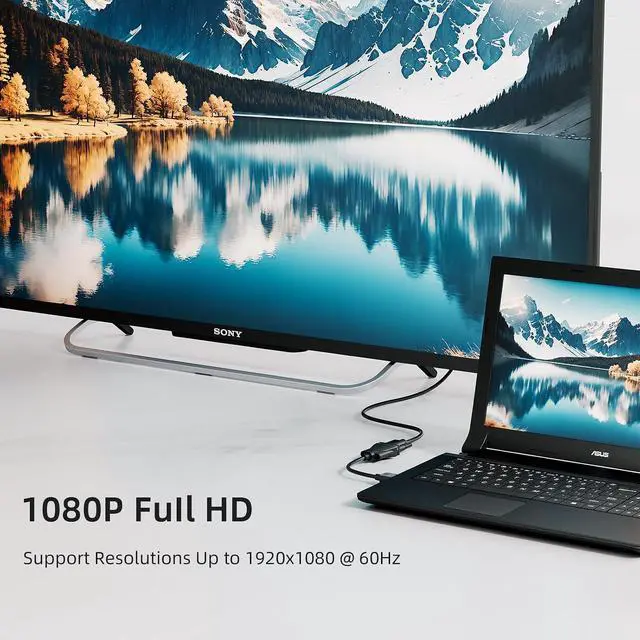 Alt view image 2 of 6 - DisplayPort to VGA Adapter, Active DisplayPort Male to VGA Female Video Adapter 1080P Full HD for Monitor, Projector, Laptop