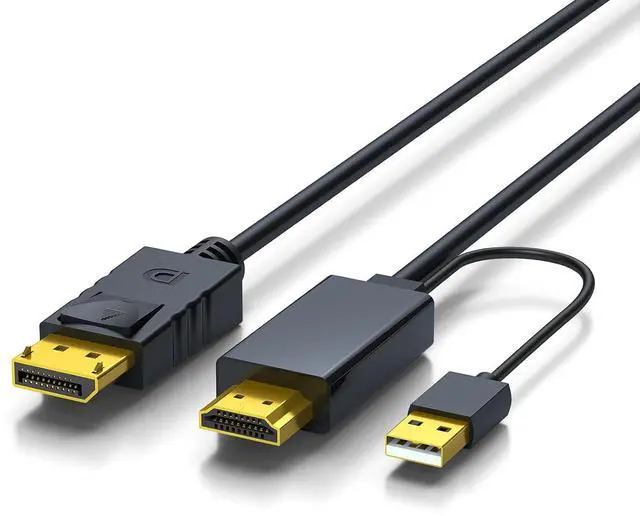 Main image of HDMI to DisplayPort Cable, Uni-Directional Only, 4K@60Hz 2K@144Hz, HDMI DP Converter Cord for Laptop, Desktop PC, Xbox, PS5, Monitor & Display (70.8, Inches)