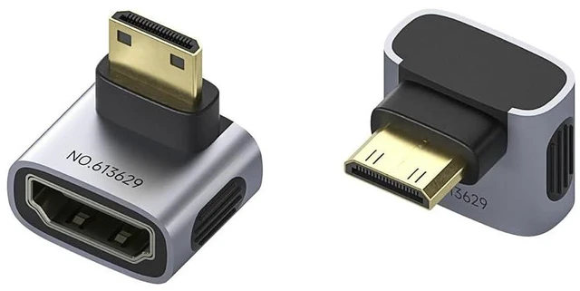 Main image of Hagibis Mini HDMI to HDMI Adapter 2 Pack, 8K@60Hz 4K@240Hz L-Shaped 90 Degree Mini HDMI Male to HDMI Female Extension Connector Conventer for Portable Monitor (L-Shaped Back)