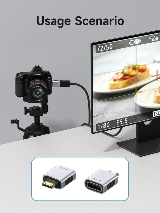 Alt view image 2 of 6 - Hagibis Mini HDMI to HDMI Adapter 2 Pack, 8K@60Hz 4K@240Hz Mini HDMI Male to HDMI Female Extension Connector Conventer for Portable Monitor (Straight)