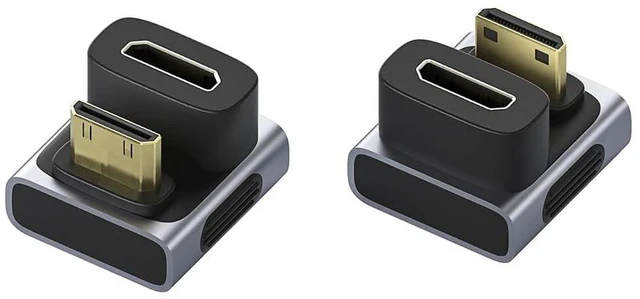 Main image of Hagibis Mini HDMI to Mini HDMI Adapter 2 Pack, 8K@60Hz 4K@240Hz U-Shaped 180 Degree Male to Female Extension Connector Conventer for Portable Monitor (Mini HDMI U-Shaped Back)