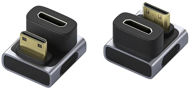 Main image of Hagibis Mini HDMI to Mini HDMI Adapter 2 Pack, 8K@60Hz 4K@240Hz U-Shaped 180 Degree Male to Female Extension Connector Conventer for Portable Monitor (Mini HDMI U-Shaped Front)
