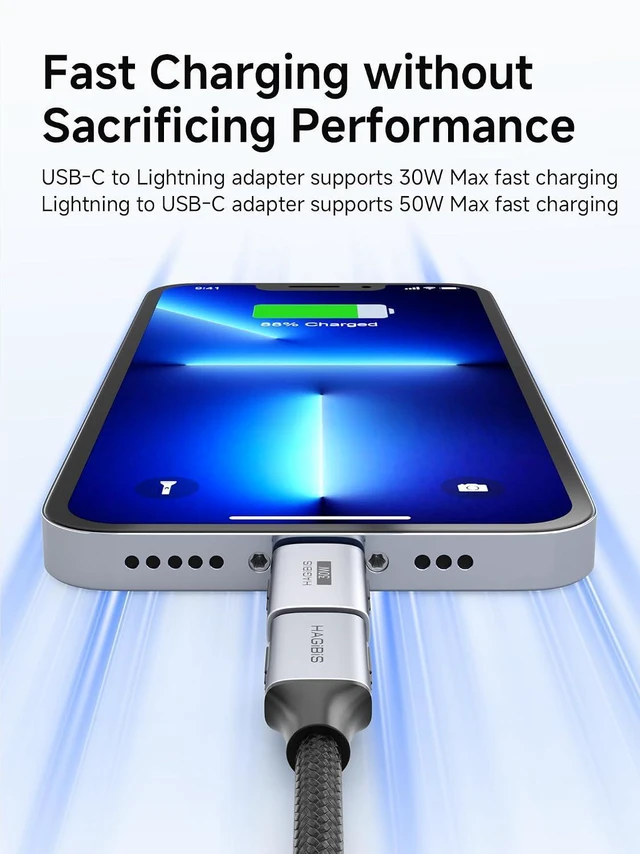 Alt view image 3 of 6 - Hagibis USB-C to Lightning Adapter 2 Pack, 30W Fast Charging Type-C Female to Lightning Male Charging Converter, Date Transfer for iPhone 8/Xs/11/12/13/14 Pro Max AirPods iPad (ZJTN03)