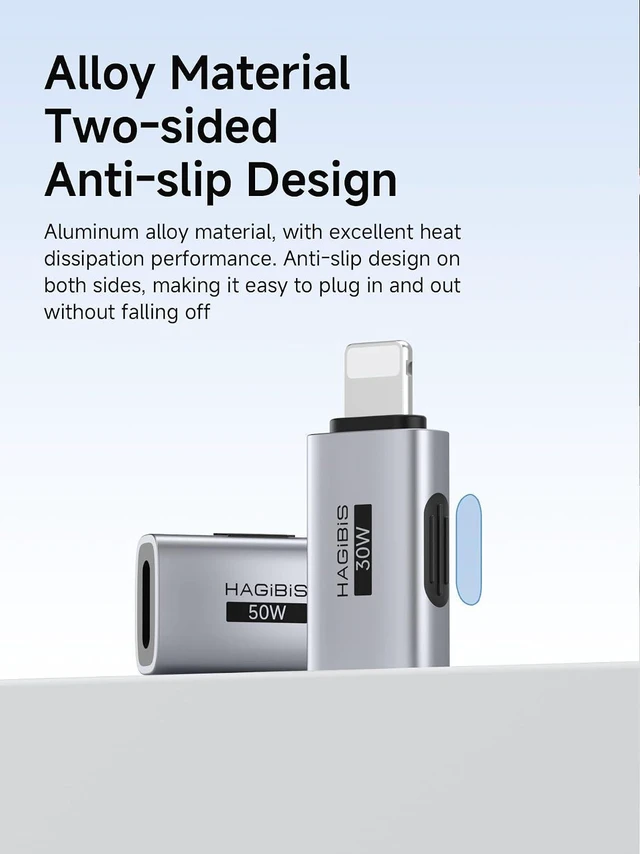 Alt view image 6 of 6 - Hagibis USB-C to Lightning Adapter 2 Pack, 30W Fast Charging Type-C Female to Lightning Male Charging Converter, Date Transfer for iPhone 8/Xs/11/12/13/14 Pro Max AirPods iPad (ZJTN03)