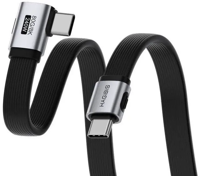 Main image of USB4 Cable, 80Gbps Data Transfer, 240W Fast Charging USB-C Cable, 8K@60Hz USB 4 V2.0 Short Cable for iPhone 17 16 15 Pro Max, iPad Pro, Thunderbolt 5/4 (Side 90 Degree, 1.6FT)
