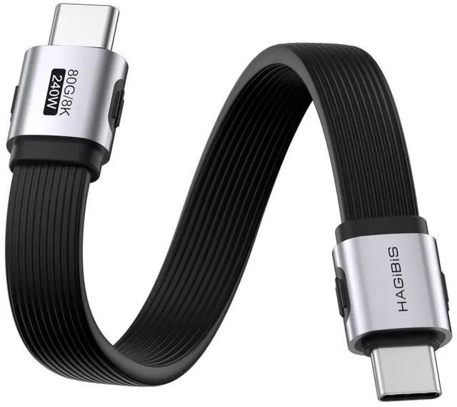 Main image of USB4 Cable, 80Gbps Data Transfer, 240W Fast Charging USB-C Cable, 8K@60Hz USB 4 V2.0 Short Cable for iPhone 17 16 15 Pro Max, iPad Pro, Thunderbolt 5/4 (Straight, 0.3FT)