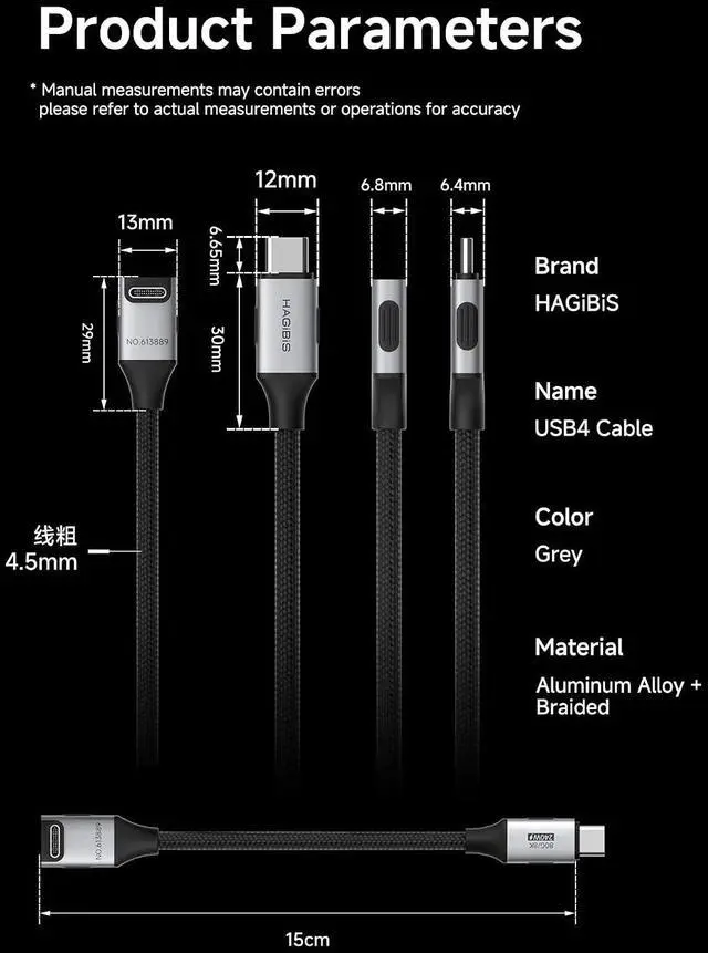 Alt view image 6 of 7 - USB4 Cable, Right Angle 90Degree Braided 80Gbps, 240W Fast Charging, 8K@60Hz USB4 V2.0 USB-C Cable for iPhone 17 16 15 Pro Max, iPad Pro, MacBook, Thunderbolt 5/4 (Middle 90 Degree, 0.5FT)