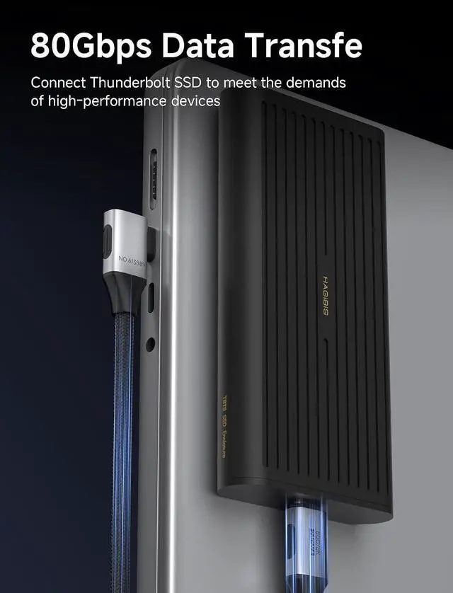 Alt view image 2 of 7 - USB4 Cable, Right Angle 90Degree Braided 80Gbps, 240W Fast Charging, 8K@60Hz USB4 V2.0 USB-C Cable for iPhone 17 16 15 Pro Max, iPad Pro, MacBook, Thunderbolt 5/4 (Side 90 Degree, 1.6FT)