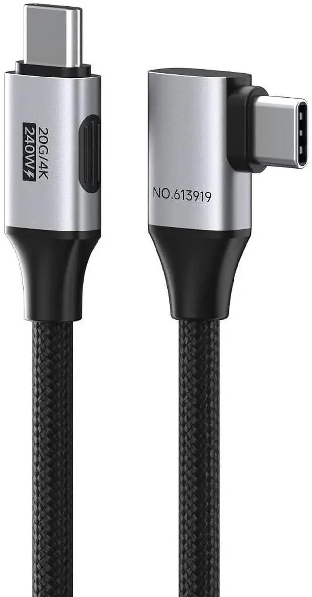 Main image of USB4 Cable, Right Angle 90Degree Braided 80Gbps, 240W Fast Charging, 8K@60Hz USB4 V2.0 USB-C Cable for iPhone 17 16 15 Pro Max, iPad Pro, MacBook, Thunderbolt 5/4 (Side 90 Degree, 4.9FT)