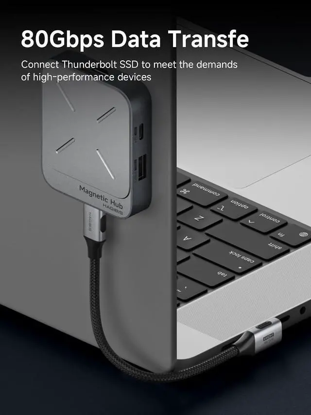 Alt view image 2 of 7 - USB4 Cable, Right Angle 90Degree Braided 80Gbps, 240W Fast Charging, 8K@60Hz USB4 V2.0 USB-C Cable for iPhone 17 16 15 Pro Max, iPad Pro, MacBook, Thunderbolt 5/4 (Vertical 90 Degree, 0.5FT)