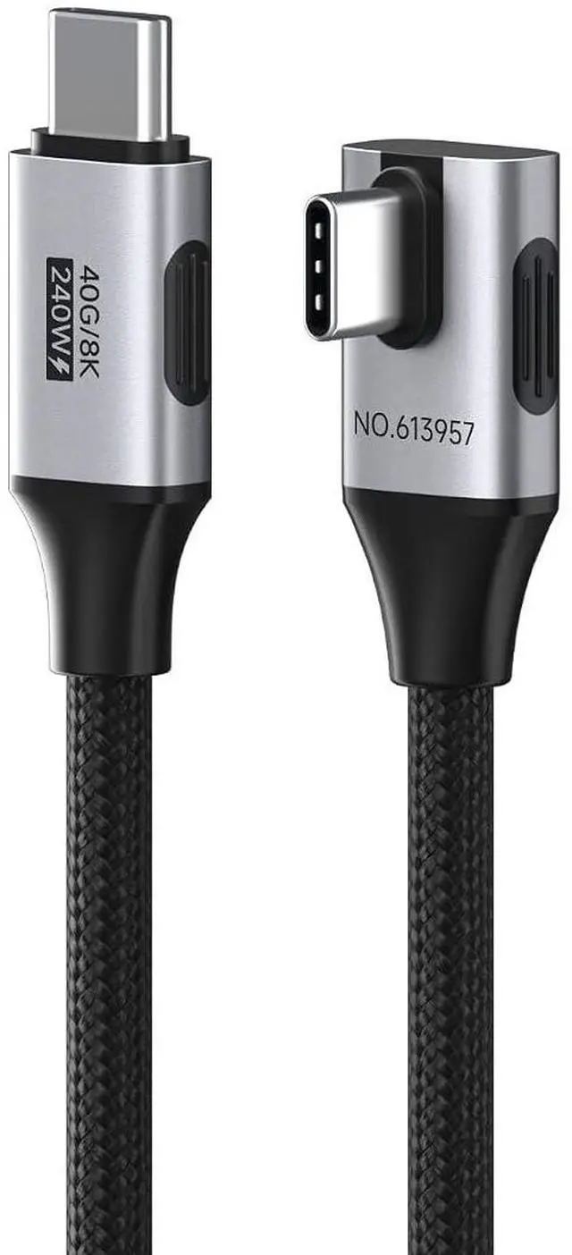 Main image of USB4 Cable, Right Angle 90Degree Braided 80Gbps, 240W Fast Charging, 8K@60Hz USB4 V2.0 USB-C Cable for iPhone 17 16 15 Pro Max, iPad Pro, MacBook, Thunderbolt 5/4 (Vertical 90 Degree, 3.3FT)