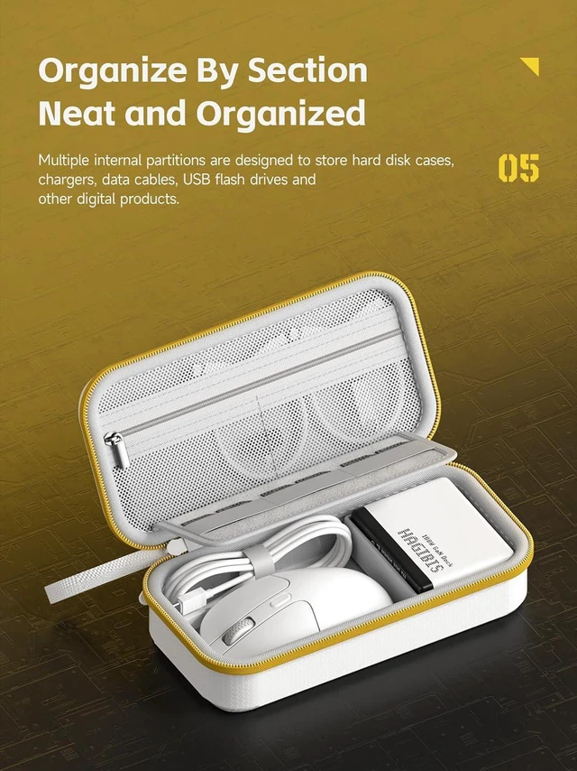 Alt view image 2 of 6 - Hagibis Electronic Organizer Traveling Case Bag EVA Hardshell PU Portable Carrying Pouch for Mouse, Charger, Cables, Power Bank, SD Cards, USB Flash Disks, Accessories (White)