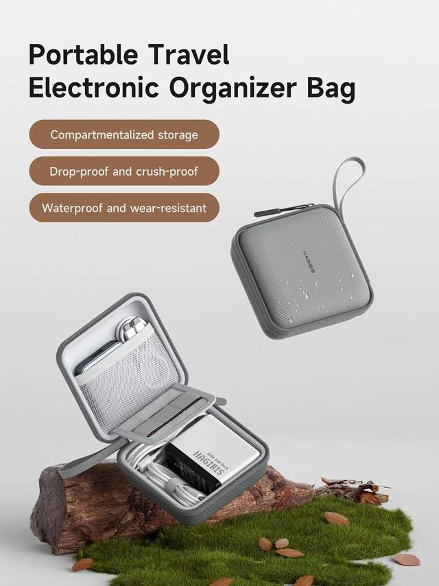 Alt view image 5 of 6 - Hagibis Electronics Organizer Travel Case Cable Organizer Bag Pouch Portable Waterproof Carry Case for Cable, Charger,Power Bank, SD Card, Mouse, USB Flash Disk (DPB01 Grey)