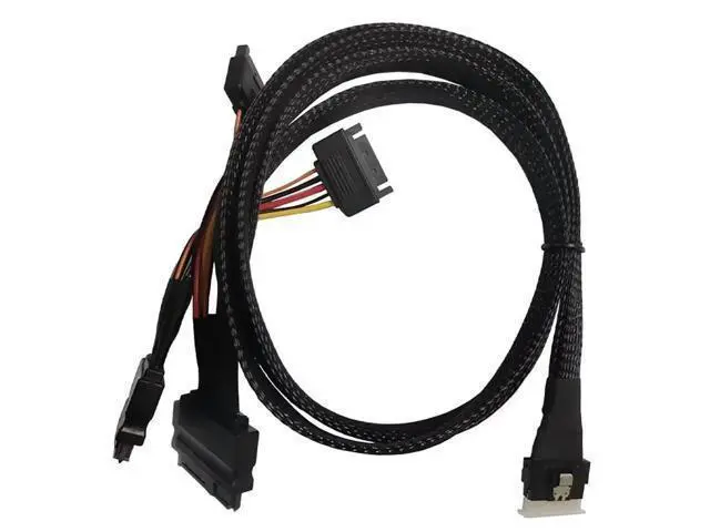Alt view image 6 of 6 - SFF8654 8i to Dual SFF8639 NVMe (U.2) Cable, 80cm SlimSAS to SAS/SATA Data Transfer Cable Compatible with NVMe SSDs
