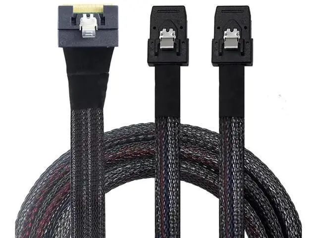 Alt view image 2 of 6 - 0.5M SlimSAS SFF8654 8i 4.0 to Dual SAS 8087 Cable, 32AWG 24G HighSpeed Server Internal Cable with AntiMisdirection Design