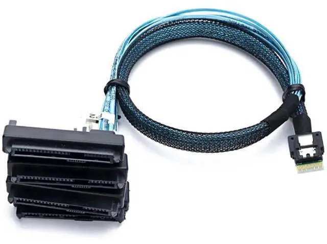 Main image of PCIe Slimline SAS 4.0 38Pin SFF8654 4i to SAS SFF8482 2in1 Server Cable with SATA Power, 30AWG 24Gbps HighSpeed Copper Wire Harness, 1m/39.37in