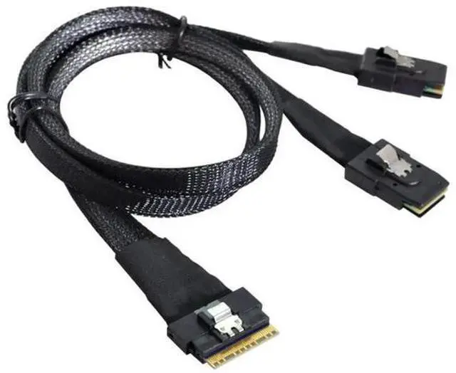 Main image of Slim SAS SFF8654 8i to Dual Mini SAS 4X SFF8087 Internal Server Cable, 12Gbps HighSpeed 32AWG Data Cord, 10 Ohm Impedance, 0.5M