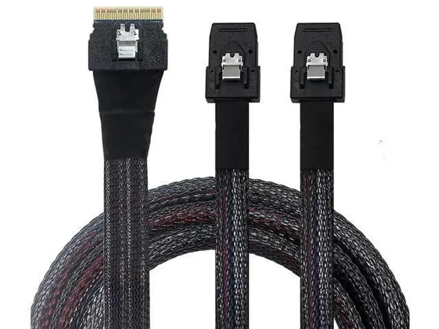 Alt view image 3 of 5 - Slim SAS SFF8654 8i to Dual Mini SAS 4X SFF8087 Internal Server Cable, 12Gbps HighSpeed 32AWG Data Cord, 10 Ohm Impedance, 0.5M