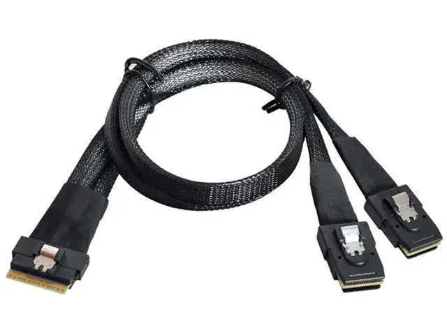 Alt view image 5 of 5 - Slim SAS SFF8654 8i to Dual Mini SAS 4X SFF8087 Internal Server Cable, 12Gbps HighSpeed 32AWG Data Cord, 10 Ohm Impedance, 0.5M