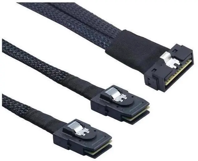 Main image of PCIe Slimline LP LowProfile SFF8654 8i to 2×SFF8087 Internal Server Cable, 30AWG 12Gbps HighSpeed Breakout Harness, 0.5M/19.68in