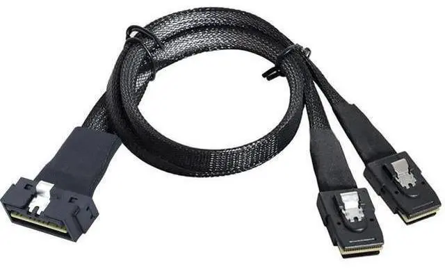 Alt view image 3 of 6 - PCIe Slimline LP LowProfile SFF8654 8i to 2×SFF8087 Internal Server Cable, 30AWG 12Gbps HighSpeed Breakout Harness, 0.5M/19.68in