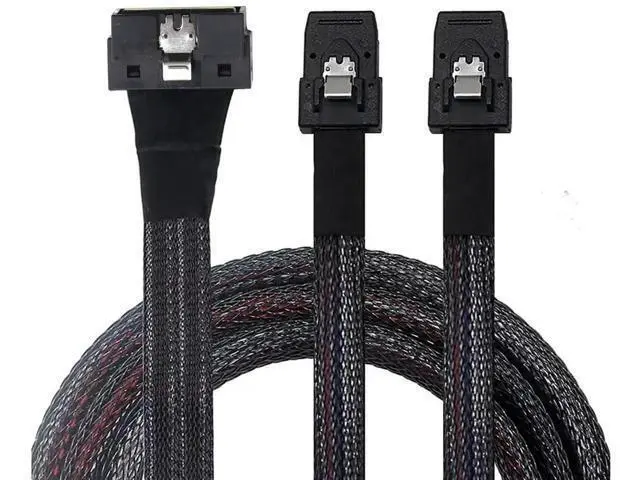 Alt view image 6 of 6 - PCIe Slimline LP LowProfile SFF8654 8i to 2×SFF8087 Internal Server Cable, 30AWG 12Gbps HighSpeed Breakout Harness, 0.5M/19.68in