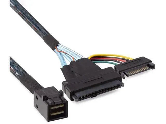 Alt view image 3 of 5 - 19.68 Inches Mini SAS HD SFF8643 to SAS SFF8639 Server Cable, 12Gbps with SATA 15Pin YType Power Connection Cable