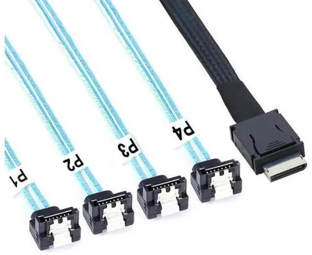 Main image of OCuLink PCIe SAS SFF8611 4i to SATA 7P 90 Degree Cable, 12Gbps HighSpeed Server Hard Drive Connection, 32AWG LowLoss Wire, 0.5M