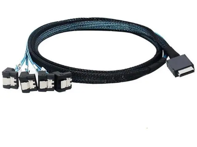 Alt view image 4 of 5 - OCuLink PCIe SAS SFF8611 4i to SATA 7P 90 Degree Cable, 12Gbps HighSpeed Server Hard Drive Connection, 32AWG LowLoss Wire, 0.5M