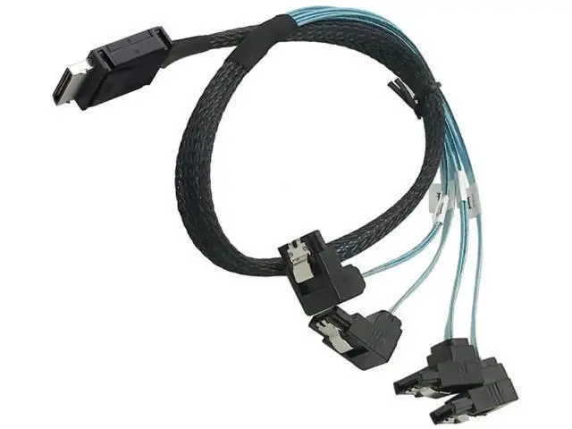 Alt view image 3 of 5 - OCuLink PCIe SAS SFF8611 4i to SATA 7P 90 Degree Cable, 12Gbps HighSpeed Server Hard Drive Connection, 32AWG LowLoss Wire, 0.5M