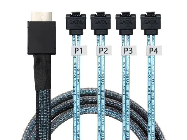 Alt view image 5 of 5 - OCuLink PCIe SAS SFF8611 4i to SATA 7P 90 Degree Cable, 12Gbps HighSpeed Server Hard Drive Connection, 32AWG LowLoss Wire, 0.5M