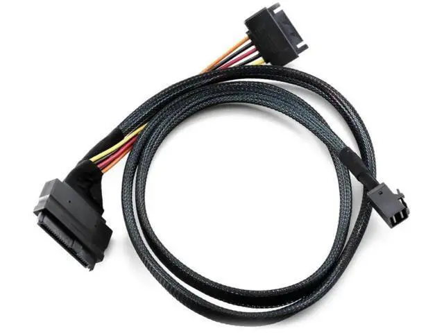 Alt view image 2 of 5 - 39.37 Inches Mini SAS HD SFF8643 to SAS SFF8639 Server Cable, 12Gbps with SATA 15Pin YType Power Connection Cable