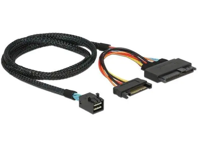 Alt view image 4 of 5 - 39.37 Inches Mini SAS HD SFF8643 to SAS SFF8639 Server Cable, 12Gbps with SATA 15Pin YType Power Connection Cable