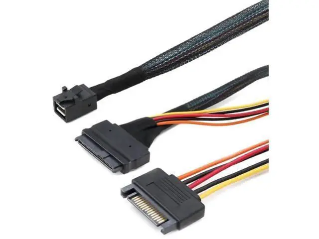 Alt view image 5 of 5 - 39.37 Inches Mini SAS HD SFF8643 to SAS SFF8639 Server Cable, 12Gbps with SATA 15Pin YType Power Connection Cable
