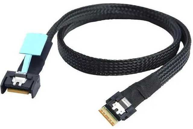 Main image of Gen5 MCIO Slimline SFF8654 4i to SFF8654 4i Server Data Cable, 24Gbps HighSpeed Server Interconnect Cable for RAID Controller, HDD & SSD, 0.5M/19.68in