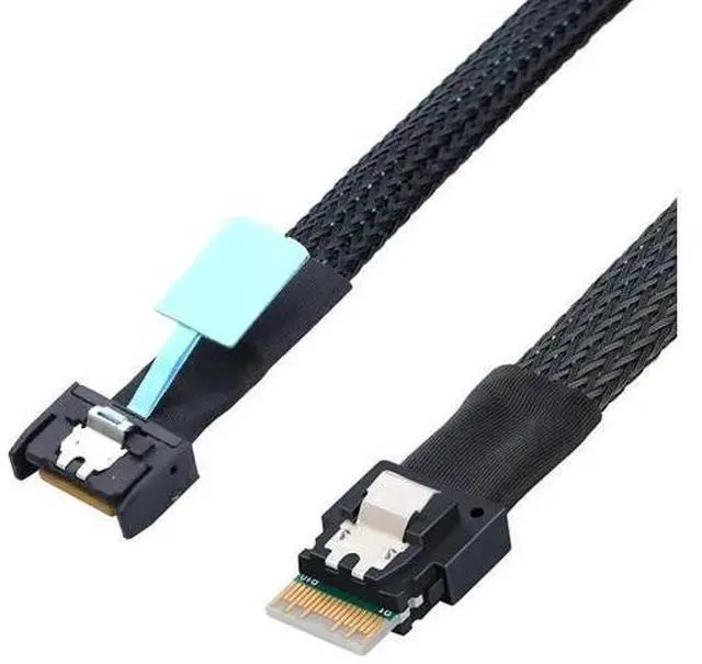 Alt view image 2 of 6 - Gen5 MCIO Slimline SFF8654 4i to SFF8654 4i Server Data Cable, 24Gbps HighSpeed Interconnect Cable for RAID Controller, HDD & SSD, 1m / 39.37in
