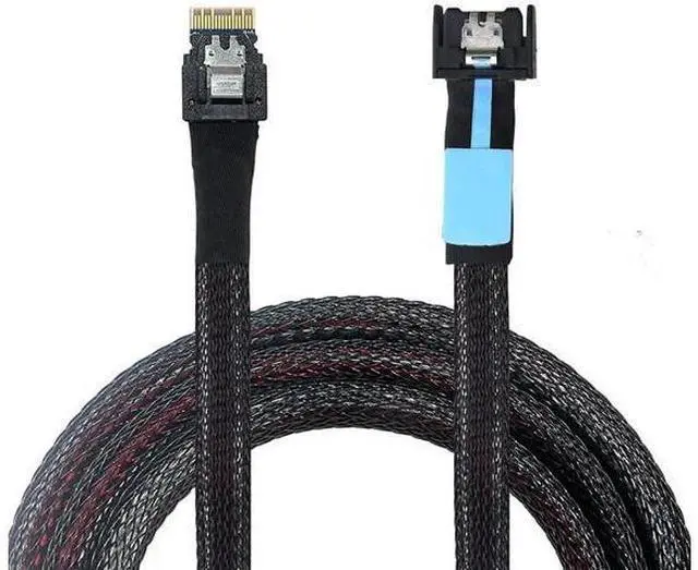 Main image of Gen5 MCIO Slimline SFF8654 4i to SFF8654 4i Server Data Cable, 24Gbps HighSpeed Interconnect Cable for RAID Controller, HDD & SSD, 1m / 39.37in