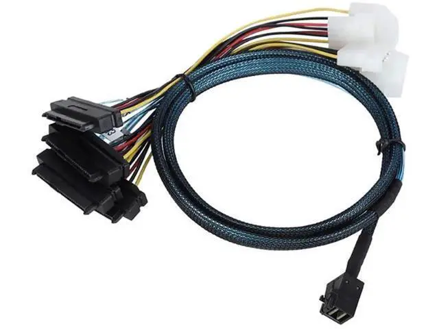 Alt view image 2 of 6 - 39.37 Inches Mini SAS HD SFF8643 to 4×SAS SFF8482 Server Cable, 12Gbps HighSpeed Internal Data Cable, 30AWG with Power Cable