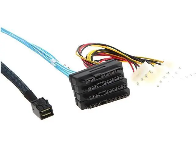 Alt view image 4 of 6 - 39.37 Inches Mini SAS HD SFF8643 to 4×SAS SFF8482 Server Cable, 12Gbps HighSpeed Internal Data Cable, 30AWG with Power Cable