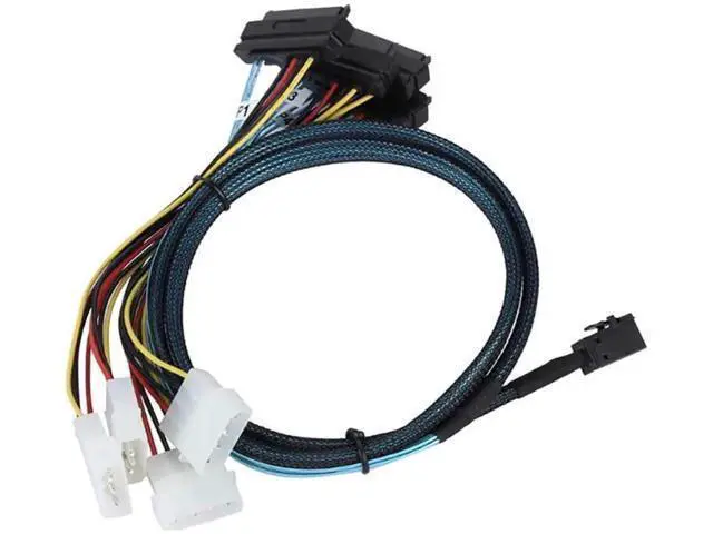 Alt view image 5 of 6 - 39.37 Inches Mini SAS HD SFF8643 to 4×SAS SFF8482 Server Cable, 12Gbps HighSpeed Internal Data Cable, 30AWG with Power Cable