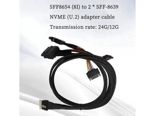 Alt view image 4 of 6 - SFF8654 8i to Dual SFF8639 NVMe (U.2) Cable, 80cm SlimSAS to SAS/SATA Data Transfer Cable Compatible with NVMe SSDs
