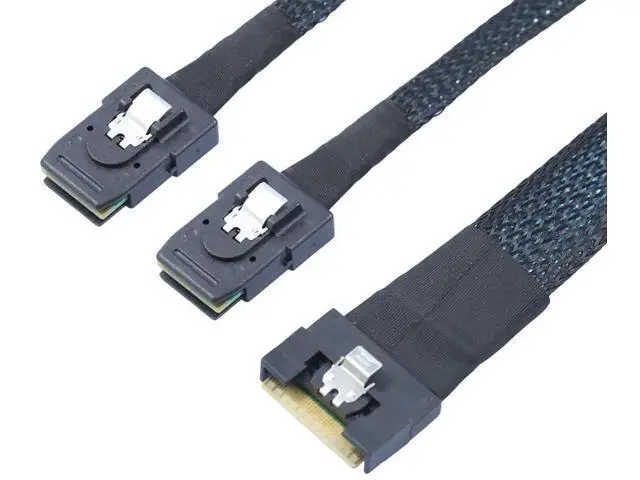 Alt view image 5 of 6 - 0.5M SlimSAS SFF8654 8i 4.0 to Dual SAS 8087 Cable, 32AWG 24G HighSpeed Server Internal Cable with AntiMisdirection Design