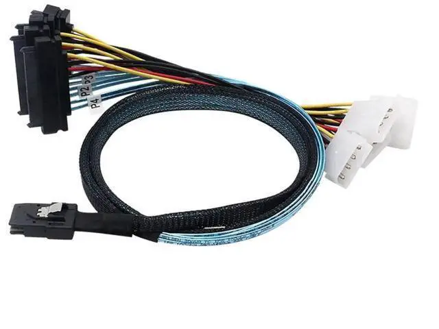 Alt view image 2 of 5 - Internal Mini SAS SFF8087 to 4×29Pin SFF8482 Server Cable with SATA Power, 1M / 3.3FT