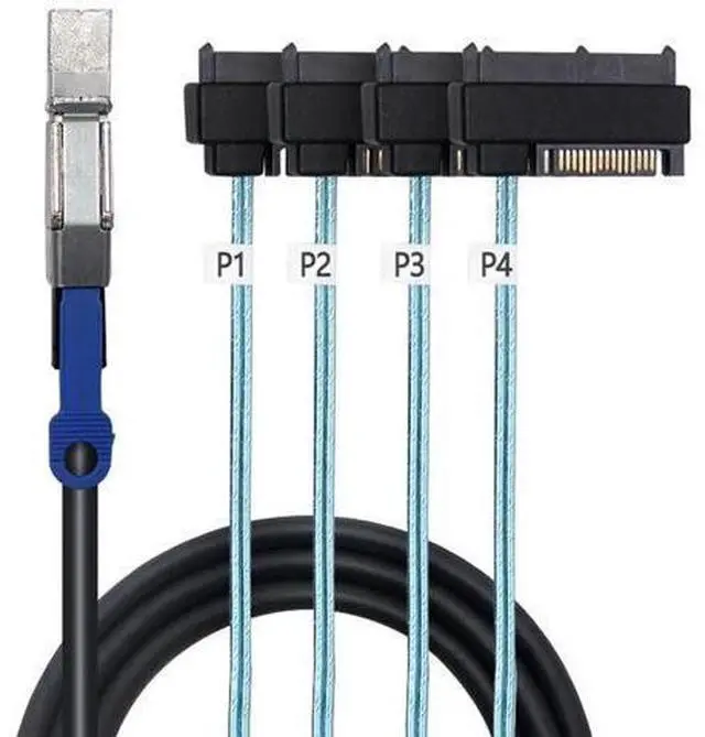 Main image of Mini SAS HD SFF8644 to SFF8482 29Pin 2in1 SATA Hard Drive Data Cable, 28AWG Copper, 12Gbps HighSpeed Harness, 0.5M/19.68in