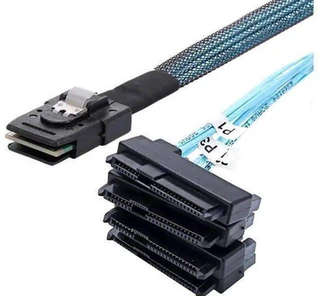 Main image of 100cm Internal Mini SAS Fanout Cable, 4×SFF8087 36Pin Host to SFF8482 29Pin SAS Hard Drive Target Cable with IDE Power