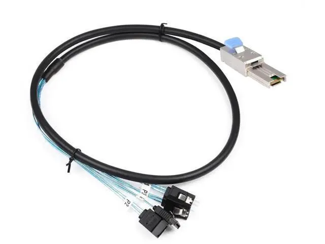 Alt view image 3 of 6 - Mini SAS 26Pin SFF8088 Male to 4×SATA 4Pin Female Breakout Cable with Latch, 1M/3.3FT, Mini SAS Host/Controller to 4 SATA Target/Backplane